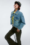 Unisex Jacket Autumn Short Frayed Hem Denim Coat Women's Clothing