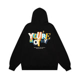 Men Hoodie Loose Letter Print Hooded Men Spring and Autumn Long Sleeve Top