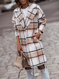 Plaid Trench Coat Woolen Women's Mid-Length Plaid plus Size Coat