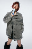 Unisex Jacket Autumn White Button Denim Coat