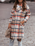 Plaid Trench Coat Woolen Women's Mid-Length Plaid plus Size Coat