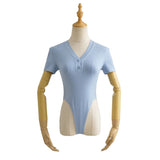 Women T-Shirt Summer Women's Short Sleeve Solid Color Slim Fit