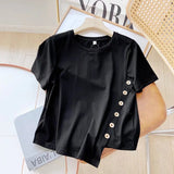 Women T-Shirt Women's Clothing Black Short-Sleeved T-shirt Women's Summer Loose round Neck