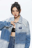 Unisex Jacket Autumn Gradient Color Block Denim Jacket Women's Clothing