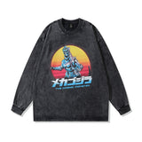 Men Long Sleeve Shirt Vintage Washed and Worn Long Sleeve T-shirt Men and Women Oversize Couple's Tops