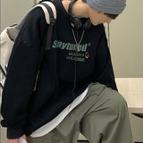Men Hoodie round Neck Sweater Men's Long Sleeve Autumn and Winter Loose Coat