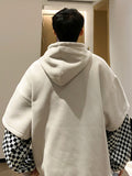Men Hoodie Sweater Men's Spring and Autumn Stitching Design Sense Retro Hooded Coat