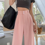 Palazzo Pants Gray Wide-Leg Pants for Women Loose Suit Pants