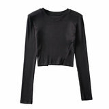Women T-shirt Autumn Crew Neck Long Sleeve T-shirt Top