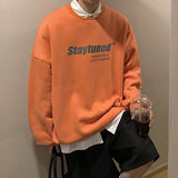 Men Hoodie round Neck Sweater Men's Long Sleeve Autumn and Winter Loose Coat