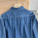 Women T-Shirt Women's Washed Denim Shirt Jacket Long Sleeve Retro