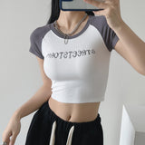 Women T-Shirt Short-Sleeved T-shirt Women's Slim-Fit Retro Ins Top