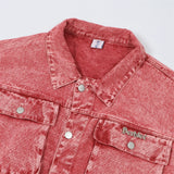 Men Denim Jacket Washed Tie-Dye Gradient Denim Jacket Men Workwear Denim Jacket Autumn