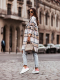 Plaid Trench Coat Woolen Women's Mid-Length Plaid plus Size Coat
