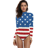 National Flag Day T Shirts Independence Day Swimsuit Summer Long Sleeve One-Piece Swimsuit