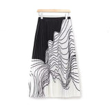 Women Skirt Women's Summer Pleated Skirt Mid-Length High Waist Skirt