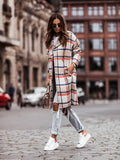 Plaid Trench Coat Woolen Women's Mid-Length Plaid plus Size Coat