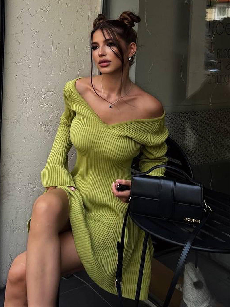 Women Sweater Dress Dress Short Skirt Autumn and Winter Knitted Dress