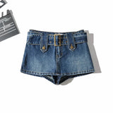 Women Skirt Short High Waist A- line Denim Skirt