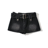Women Skirt Short High Waist A- line Denim Skirt