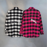 Palm Angle Hoodie Palm Angels Logo Plaid Long Sleeve Shirt for Men and Women