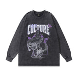 Men Long Sleeve Shirt Washed and Worn Long Sleeve T-shirt Men and Women Loose