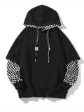 Men Hoodie Sweater Men's Spring and Autumn Stitching Design Sense Retro Hooded Coat