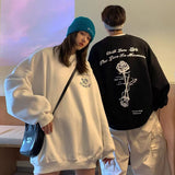 Men Hoodie Couple Wear Rose Sweater Men High Street Hip Hop
