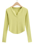 Women T-shirt V-neck Long Sleeve Top Short-Sleeved T-shirt