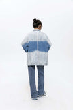 Unisex Jacket Autumn Gradient Color Block Denim Jacket Women's Clothing