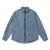 Men Denim Jacket Men's Spring and Autumn Loose Casual Long Sleeves Shirt Jacket