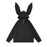 Men Hoodie Long Ears Hooded Cardigan Clothing Men's Loose Solid Color Casual