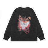 Men Long Sleeve Shirt Printed Leisure Washed-out Bottoming Long Sleeve T-shirt Men and Women