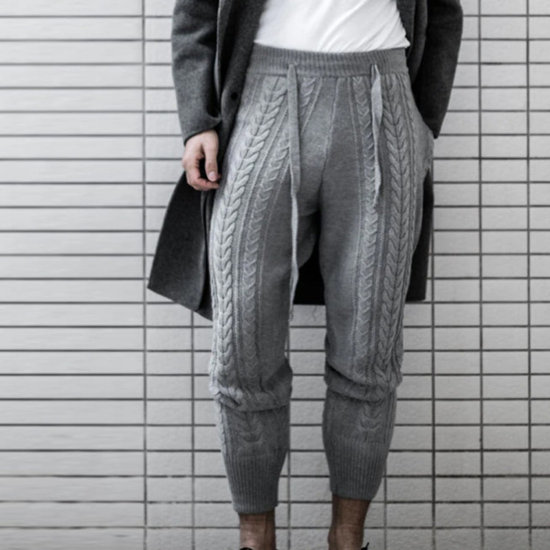 Men Pant Spring Straight Solid Color Woolen Mid-Waist Trousers for Men